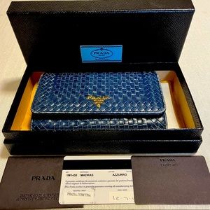 Authentic Prada Woven Leather Madras Wallet